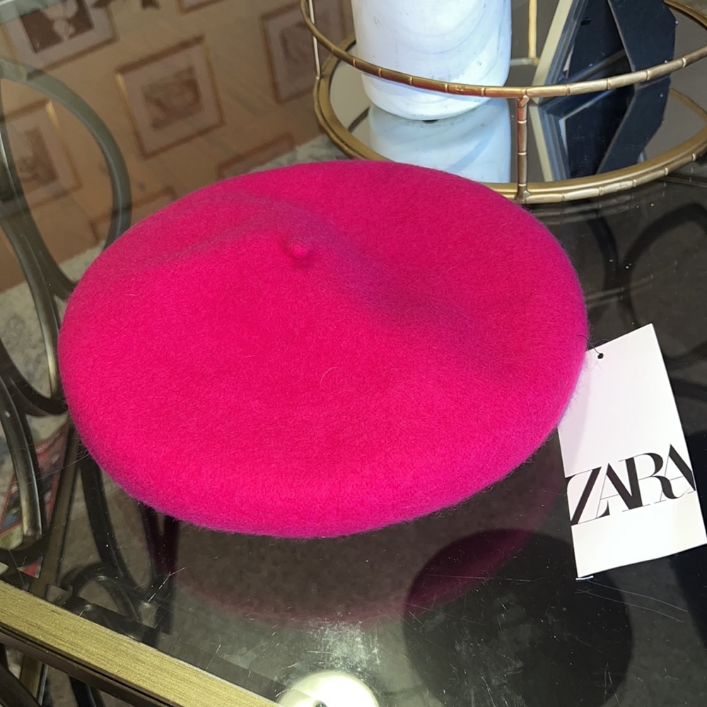 NWT Zara Fuchsia Pink Wool Beret - Picture 5 of 16